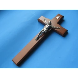 Krzyż drewniany na ścianę brąz.Duży 32 cm